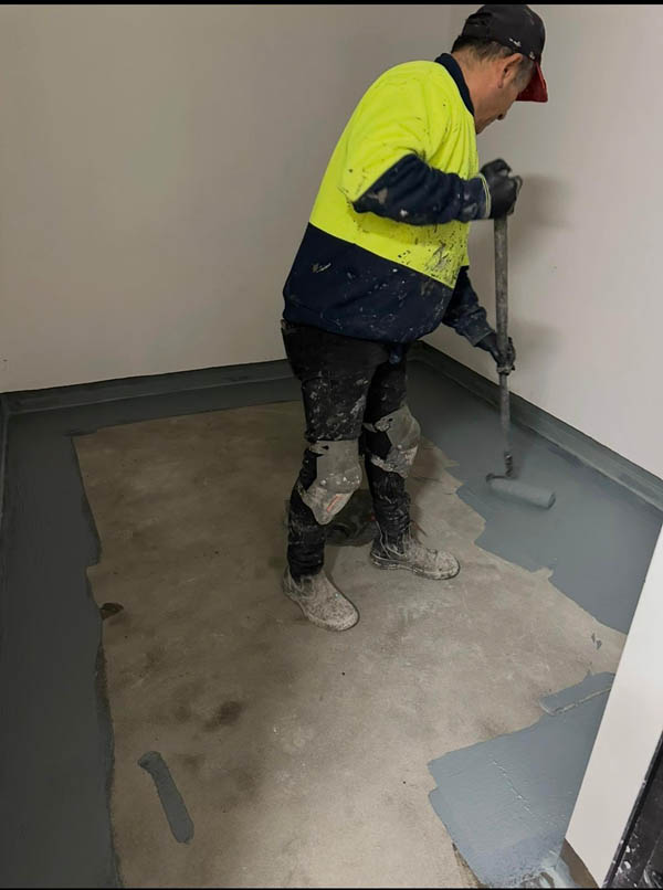 Waterproofed wet area ready for tiling